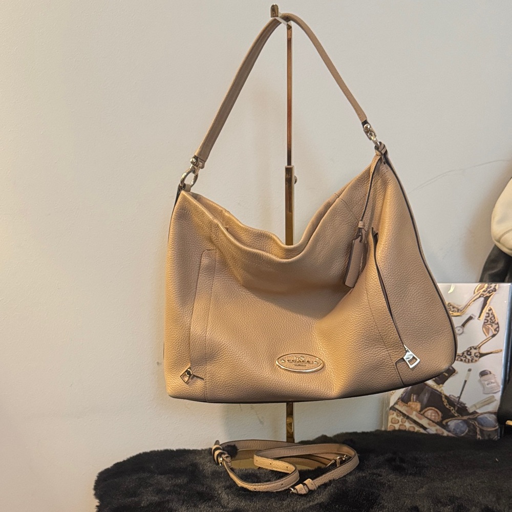 Tan Pebbled Leather Coach Scout Hobo Bag